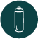 Outline of a reusable water bottle in a dark teal circle