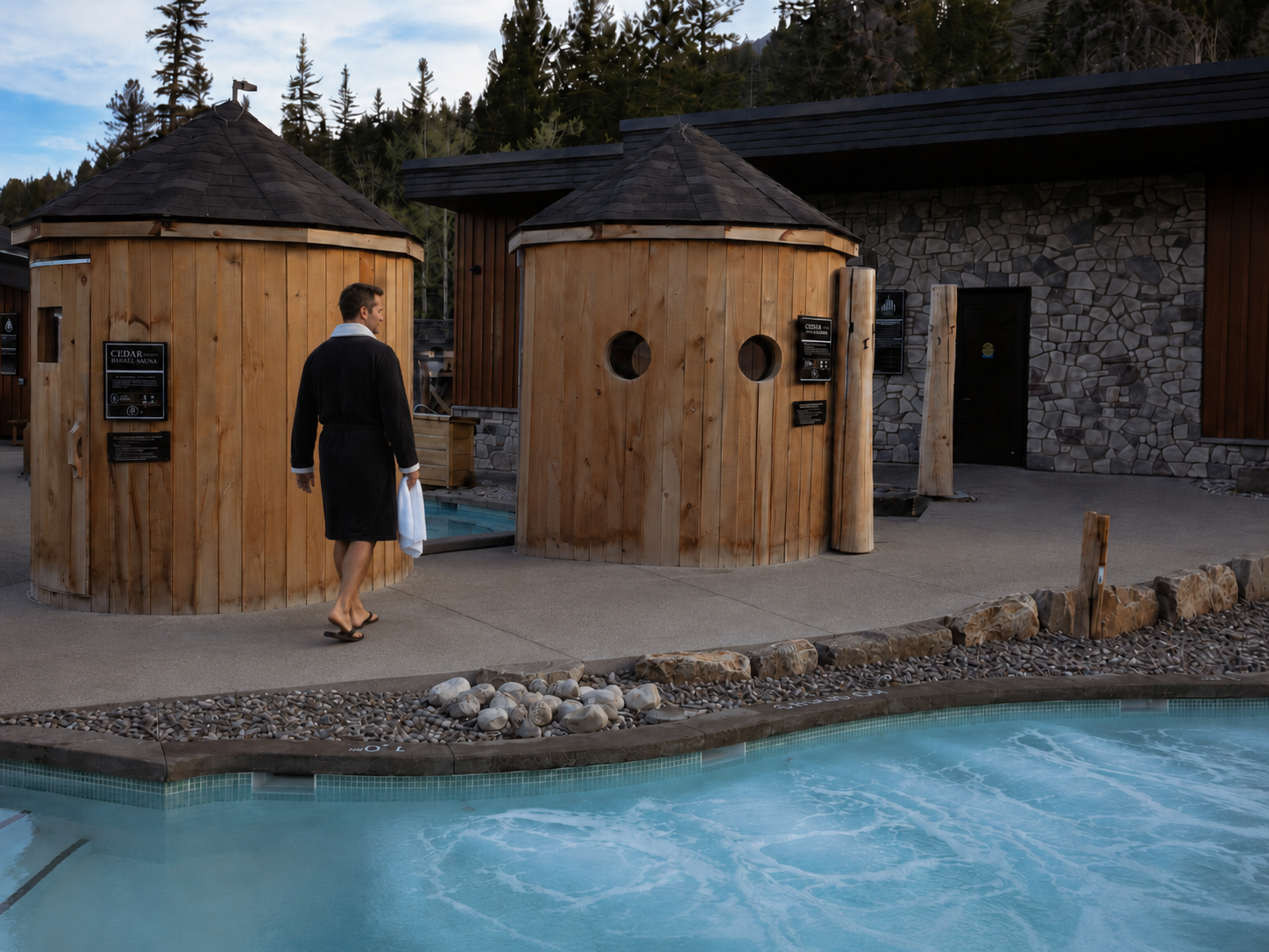 Barrel Saunas at Everwild Nordic Spa Canmore